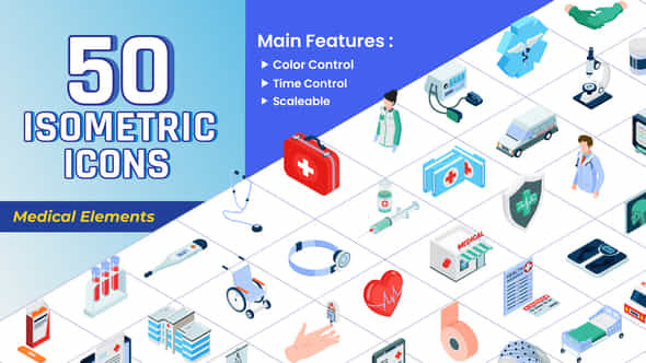 Isometric Icons Medical Elements - VideoHive 43522157