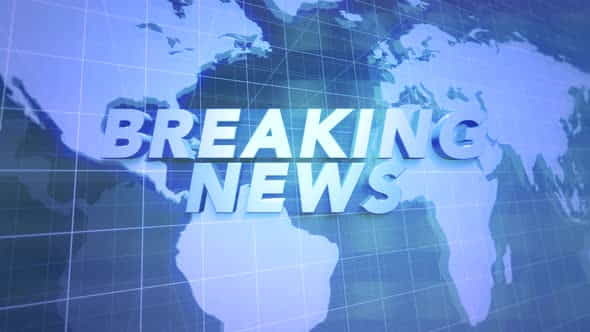 Text Breaking News and news intro graphic with blue lines and world map in studio | Events - VideoHive 32698859