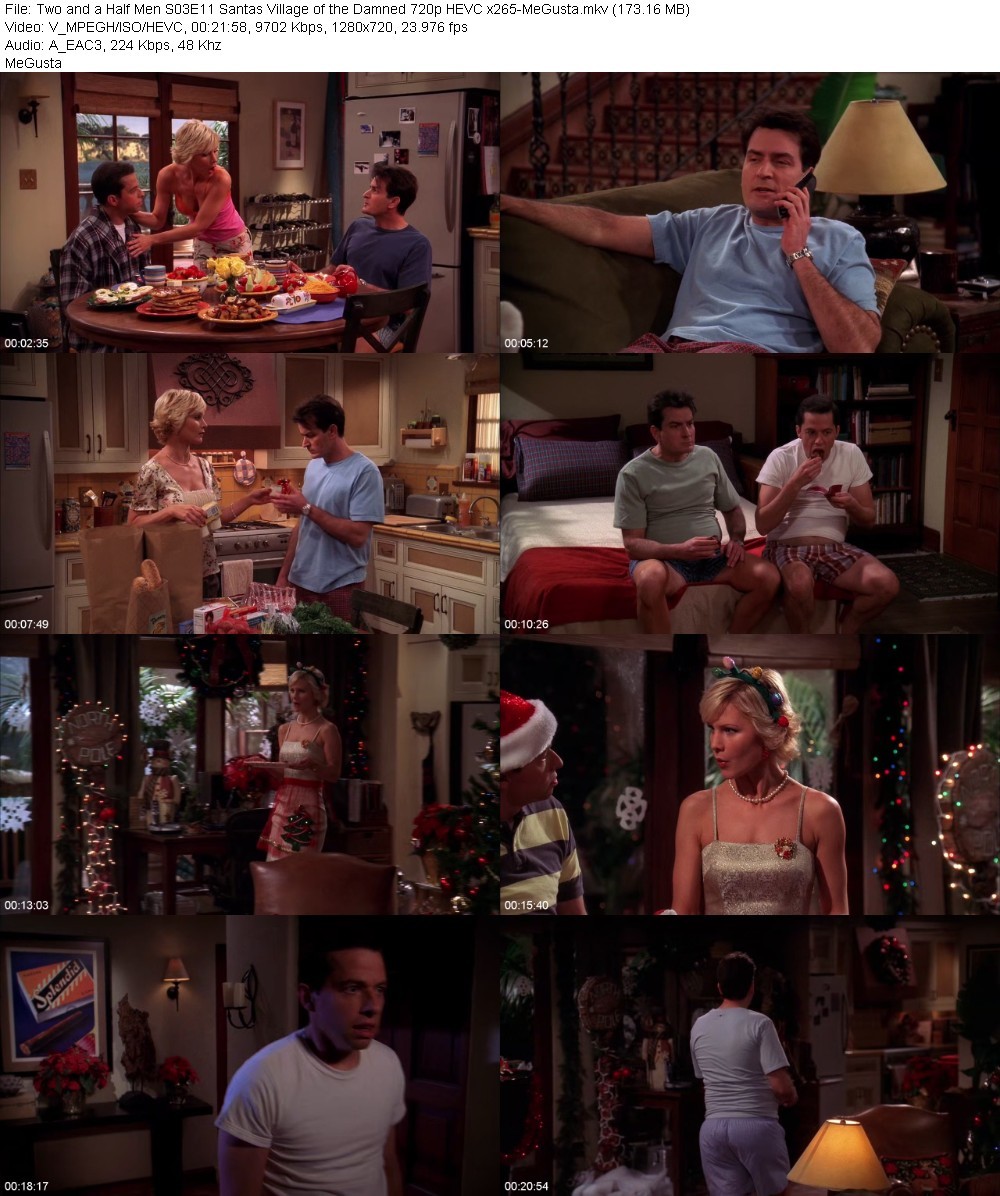 Two and a Half Men S03E11 Santas Village of the Damned 720p HEVC x265-MeGusta