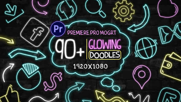 90+ Glowing Doodles - VideoHive 40635218