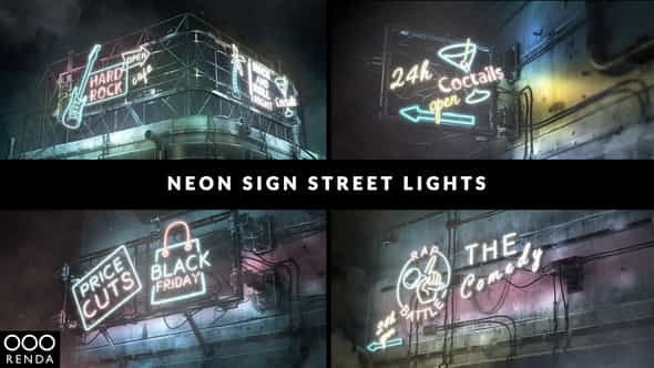 Neon Sign Street Lights - VideoHive 23779129