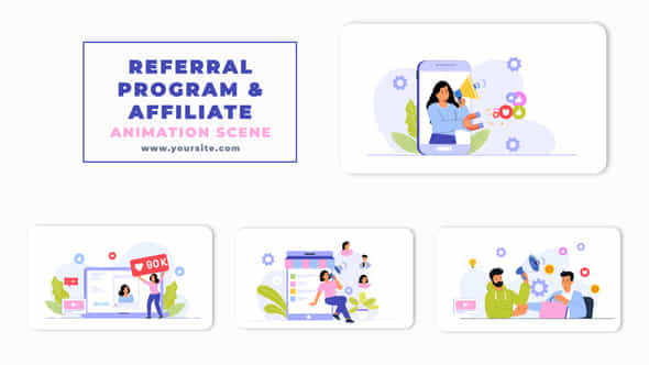 Referral Program And Affiliate Character Animation Scene - VideoHive 47248729