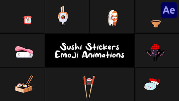 Sushi Stickers Emoji Animations For After Effects - VideoHive 57972292
