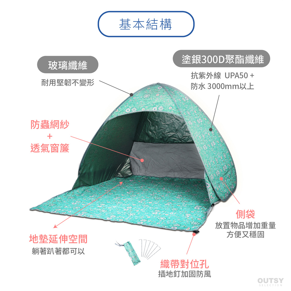 秒は完全自動アンチUVダブルピクニックビーチサンシェード防雨
