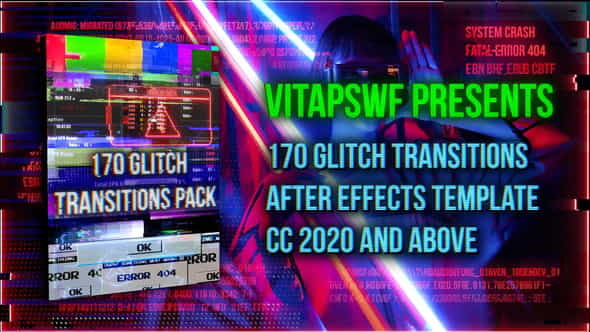 170 Glitch Transitions Pack - VideoHive 36502715