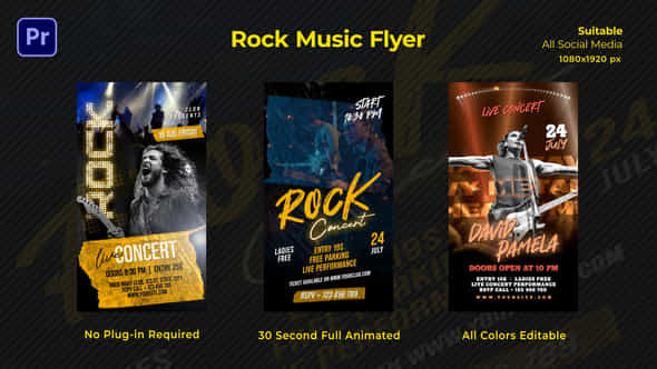 Rock Music Flyer Instagram Stories - VideoHive 53328766