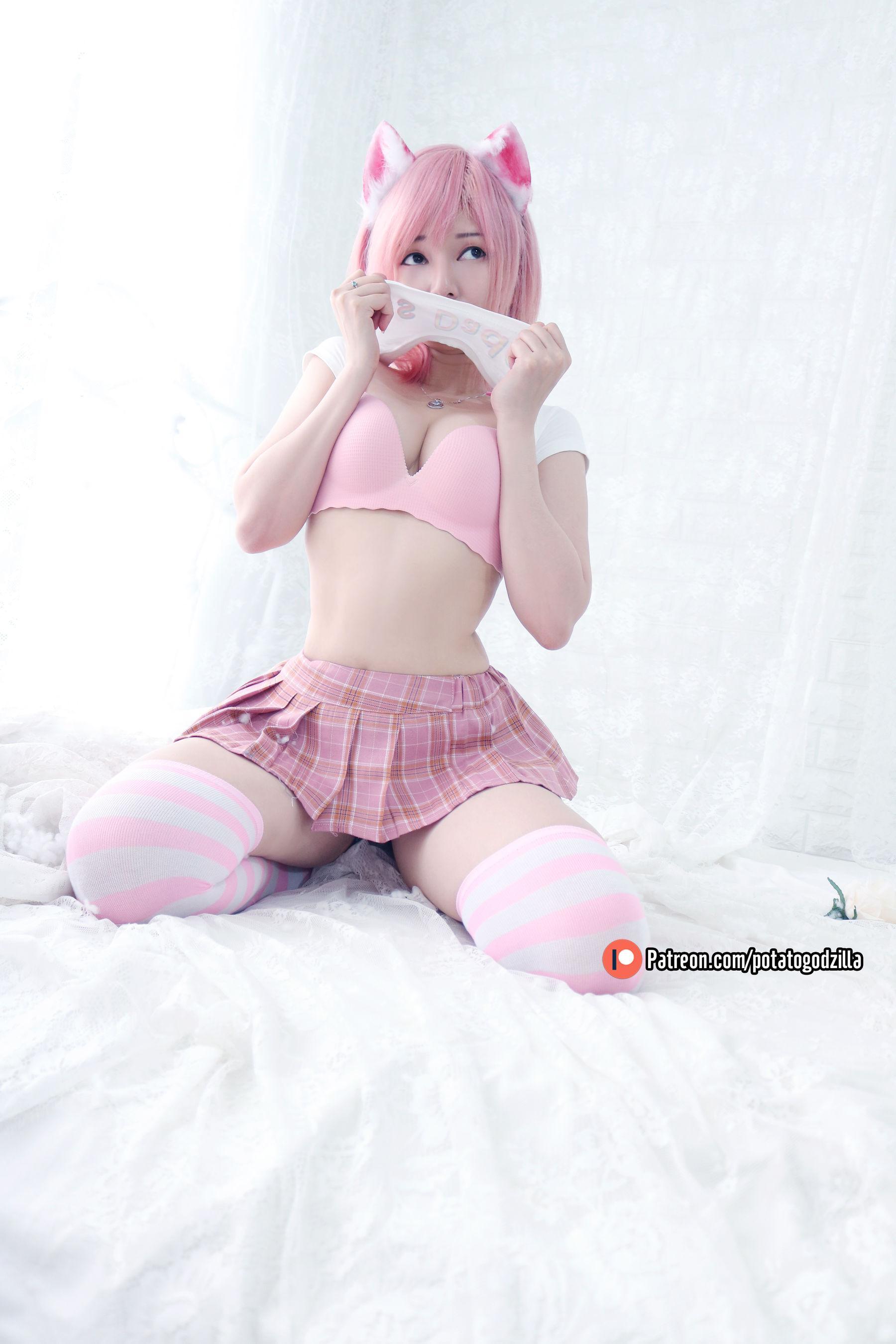 Coser小姐姐Potato Godzilla – Pink Casual 套图(24)