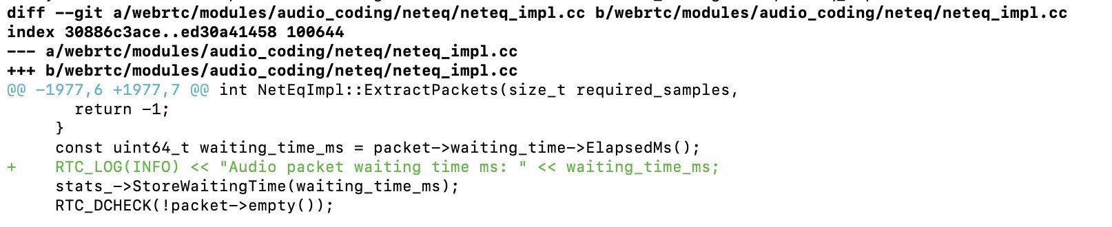 Audio packet waiting time