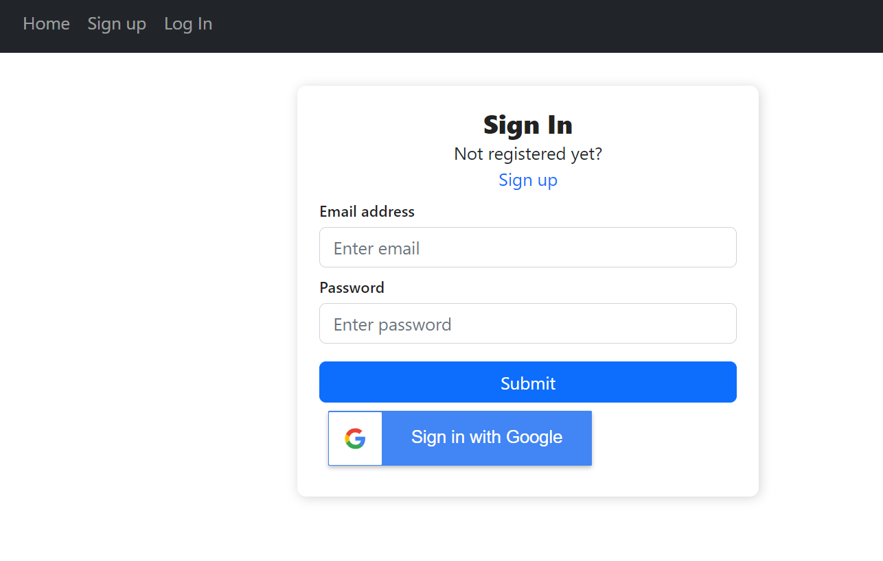 login page