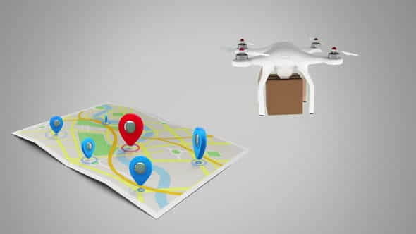Drone delivering packages - VideoHive 30215531