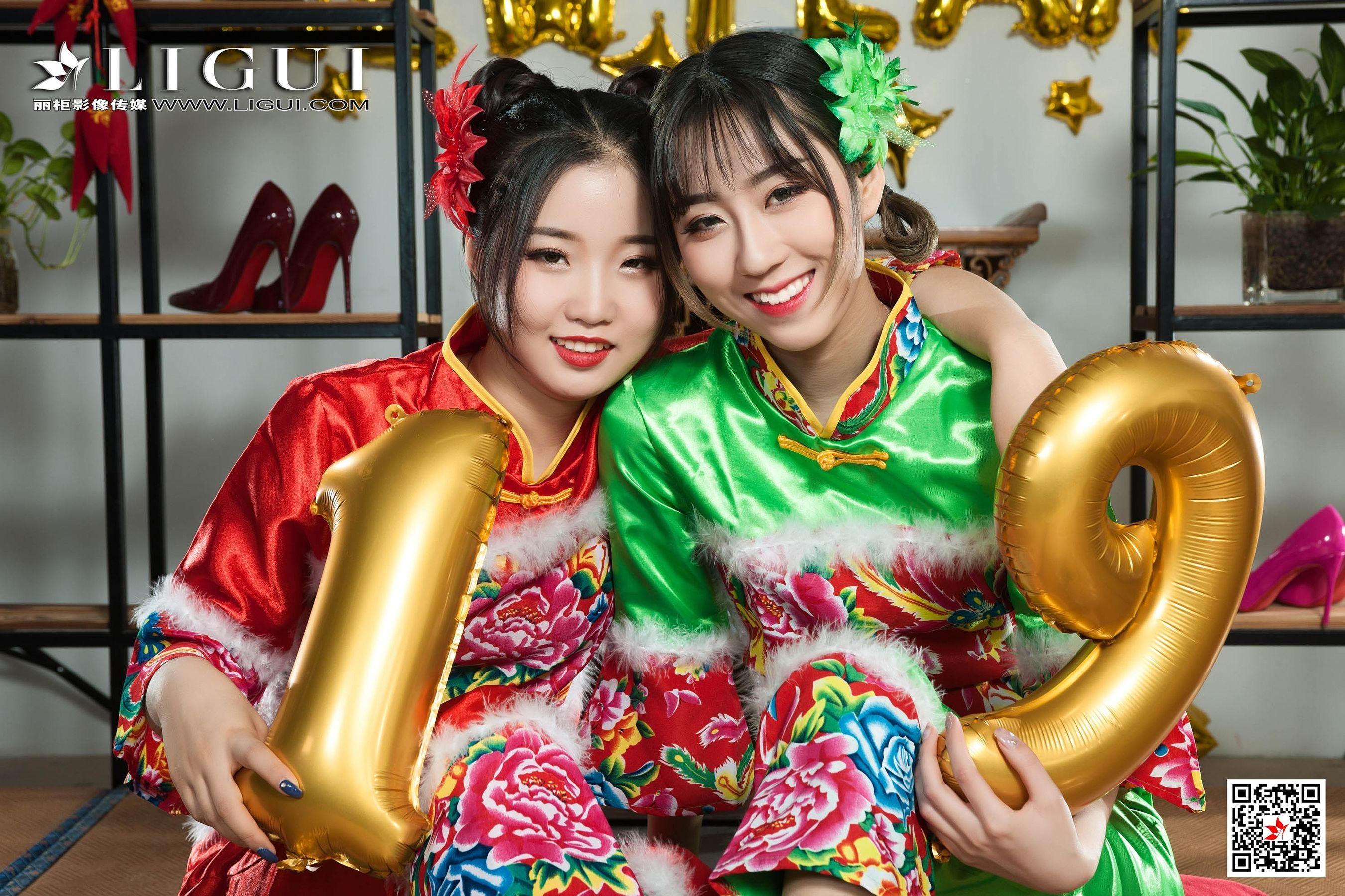 媛媛&鱼妹《新春丝足福利》 [丽柜Ligui] 网络丽人 写真集(51)