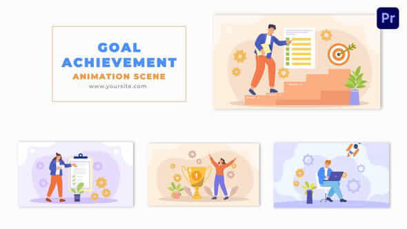 Goal Achievement Cartoon Design Character Animation Scene - VideoHive 49480894