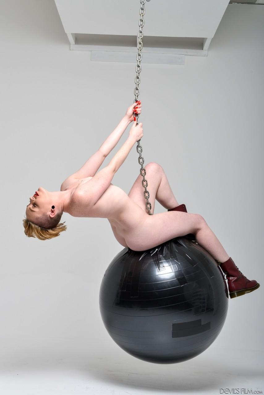 Seductive blonde doll with a cute ass Miley Mae rides a wrecking ball(9)