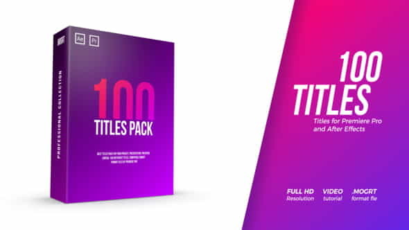 100 Titles Pack - VideoHive 22096197