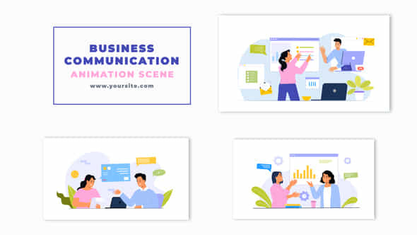 Business Communication Concept 2D Character Animation Scene - VideoHive 47251555