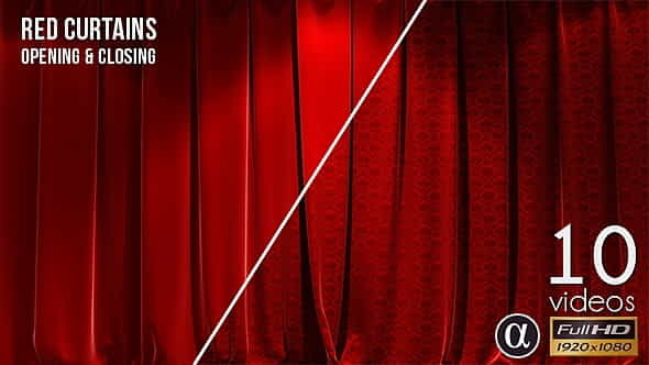3D Realistic Red Curtains Opening - VideoHive 15522614