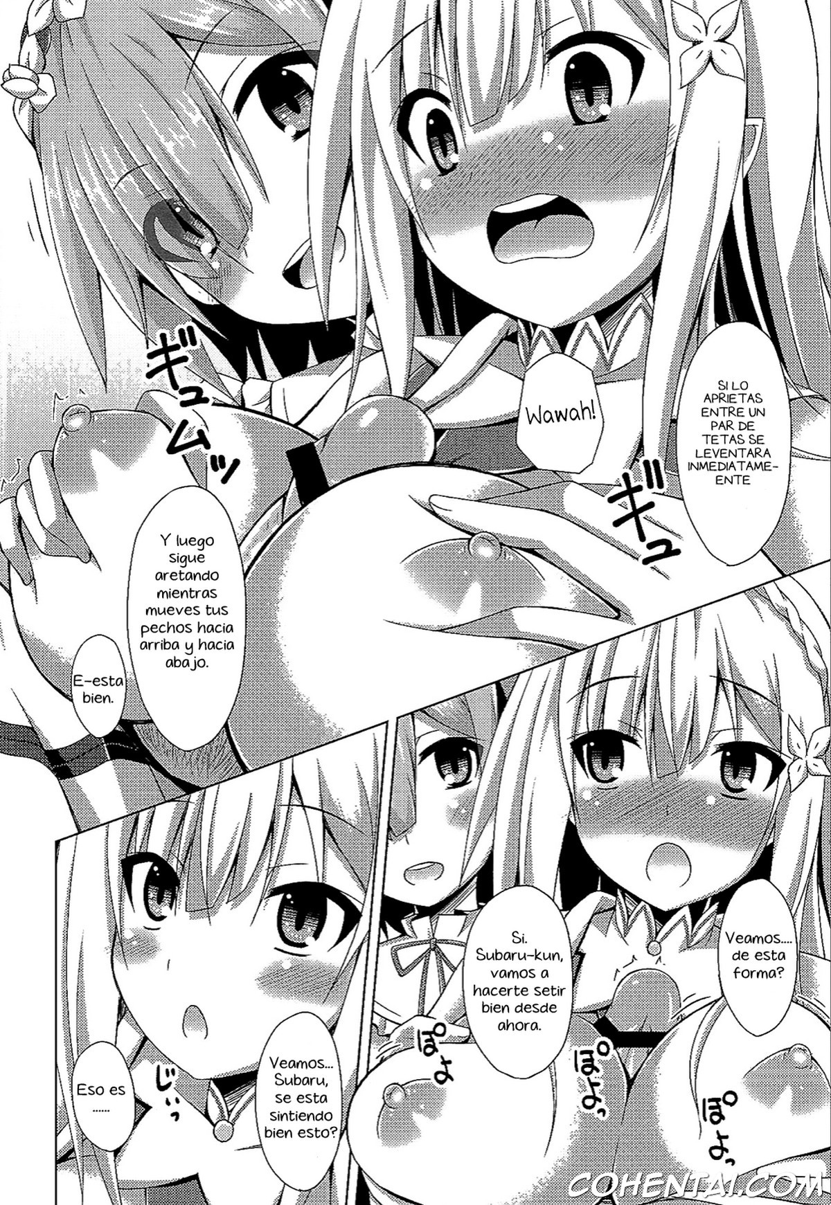 Oshiete Rem Sensei – Emilia-tan to Manabu Hajimete no SEX (Re:Zero kara Hajimeru Isekai Seikatsu) xxx comics manga porno doujin hentai español sexo 