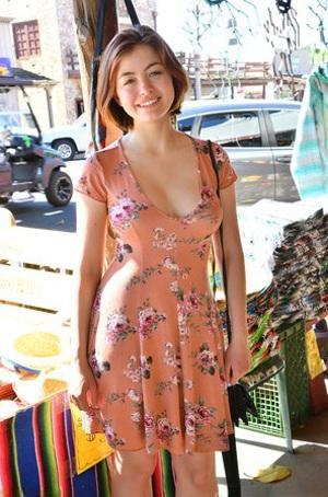 Stunning beauty amateur Aria upskirting & flashing her tasty nipples in public