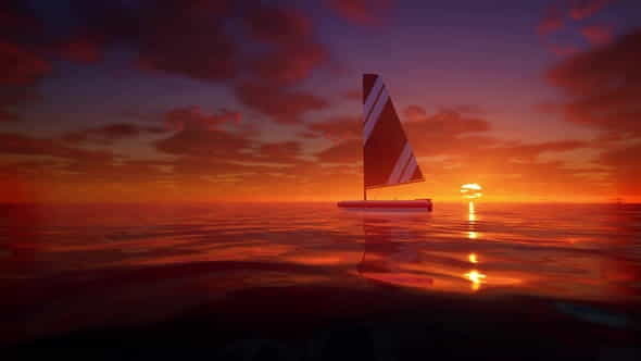 Lonely Boat At Sea looped - VideoHive 32489412