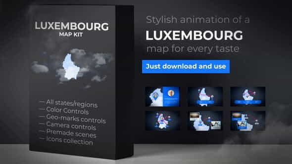 Luxembourg Map - Grand Duchy - VideoHive 24726531