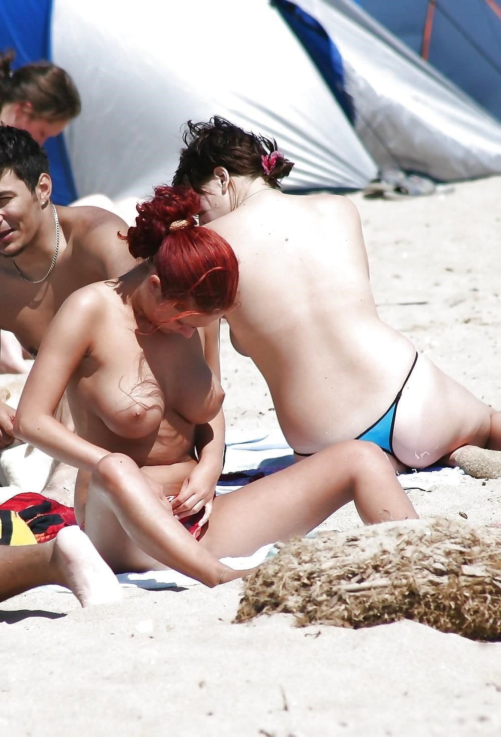 Big boobs nude on beach-7557