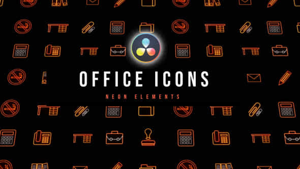 Office Neon Icons - VideoHive 53637584