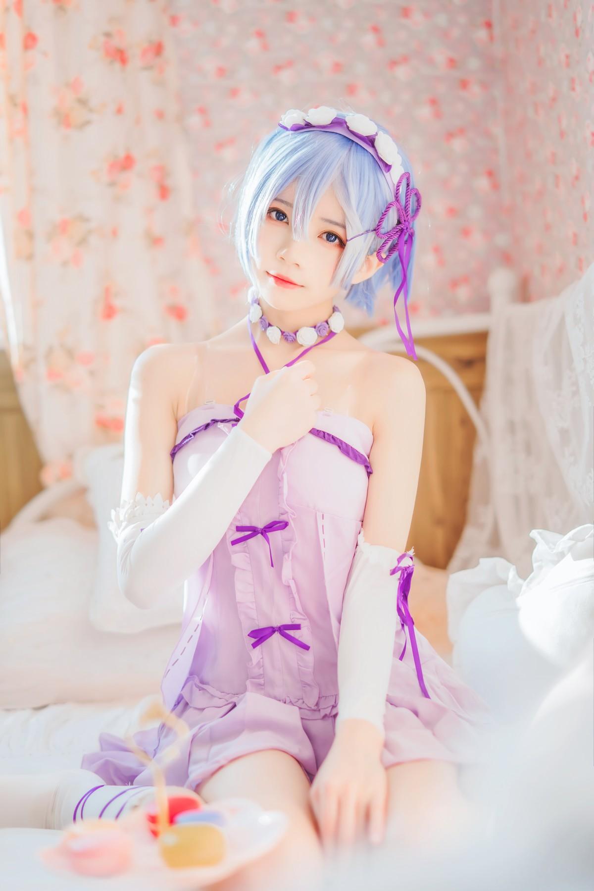 Cosplay 桜桃喵 蕾姆睡裙(10)