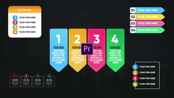 Infographic Colorful Lists-Premiere Pro - VideoHive 26467692