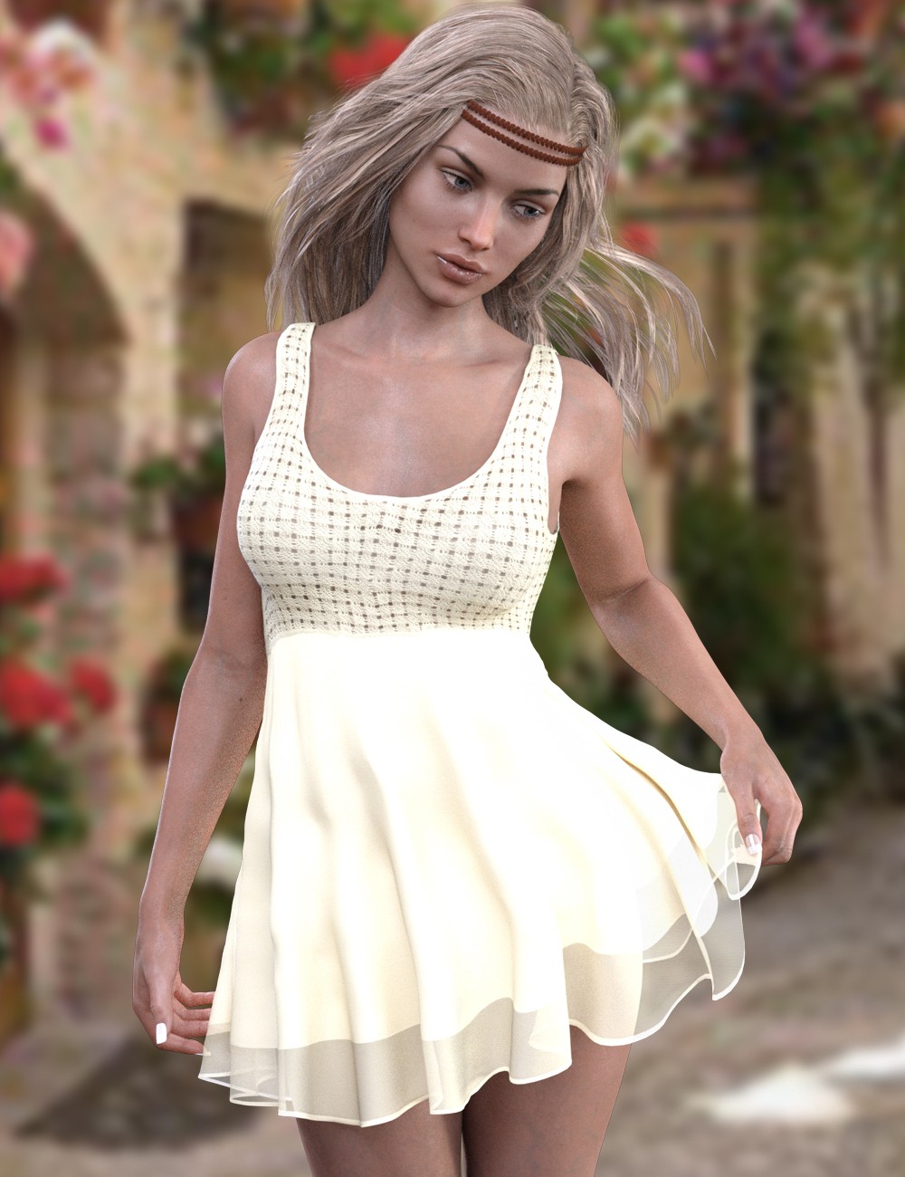X-Fashion Crochet Dress for Genesis 3 Female(s)