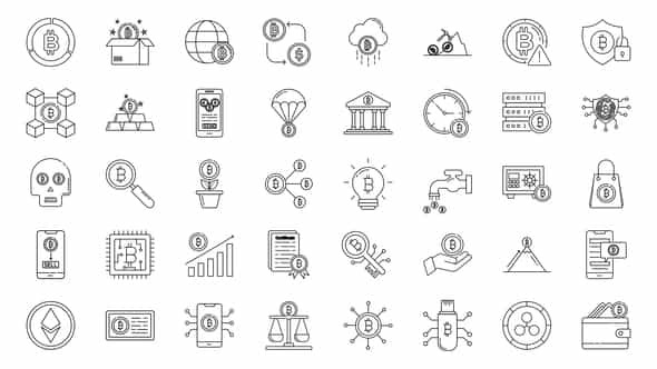 Crypto Currency Line Icons - VideoHive 33982763