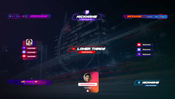 Gaming Social Lower Thirds - VideoHive 54929082
