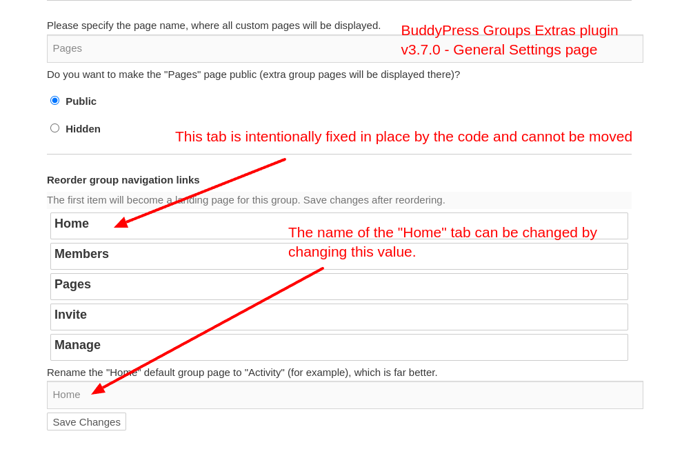Truncated screenshot of BPGE plugin - General settings page