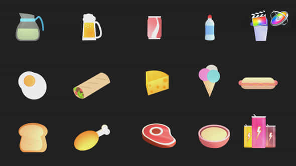 Foods And Drink Icons Pack - VideoHive 36306275