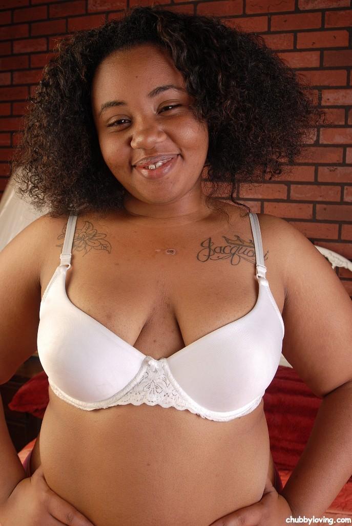 Stunning curly-haired ebony Champagne is showing off her tiny boobs(2)