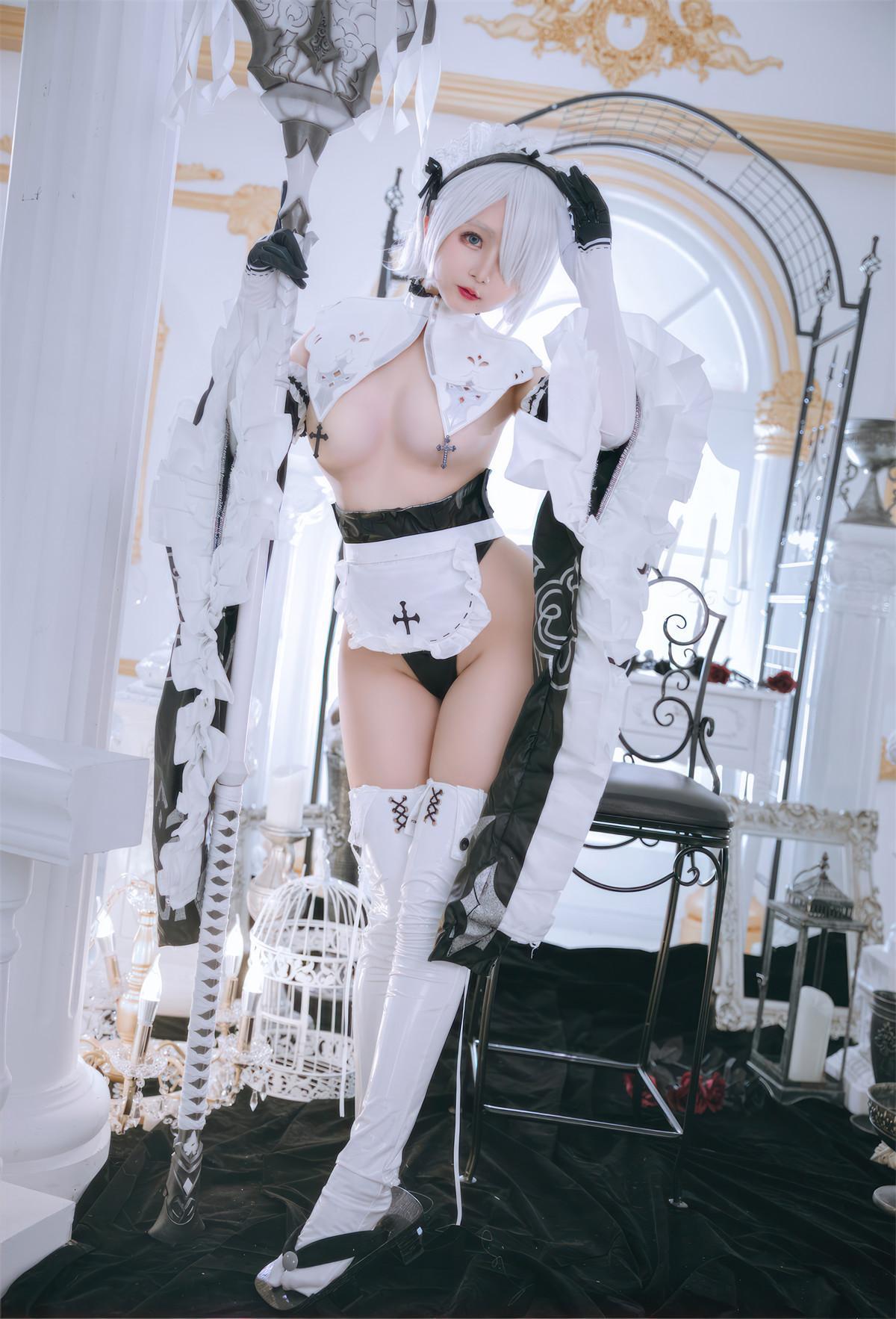 Cosplay Rinaijiao日奈娇 2B奶盖女仆 Set.01(22)