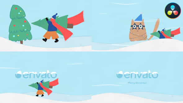 Cartoon Christmas Logo Davinci Resolve - VideoHive 48997511