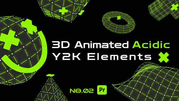 3D Animated Acidic Y2k Elements V2 For Premiere Pro - VideoHive 48590169