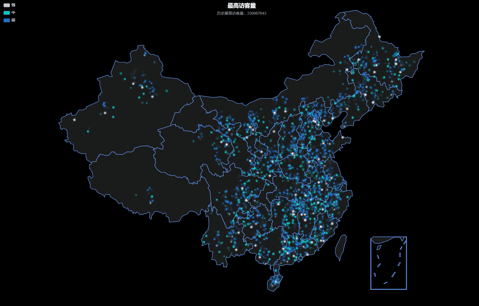 基于echarts 数据可视化大屏展示全国热点分布高亮地图特效_大屏可视化