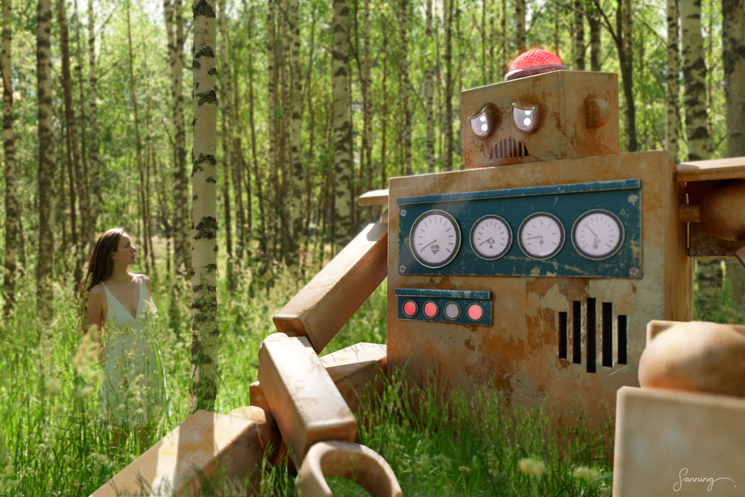 Robot Encounter – Digital Artwork