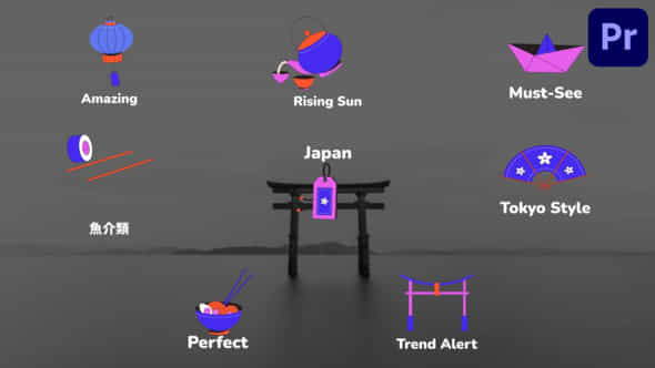 Japan Style Icons And Titles For Premiere Pro - VideoHive 52531257