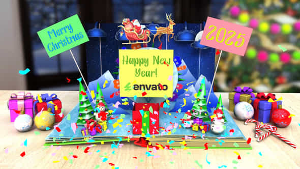 Christmas Greetings Popup Book - VideoHive 55490530