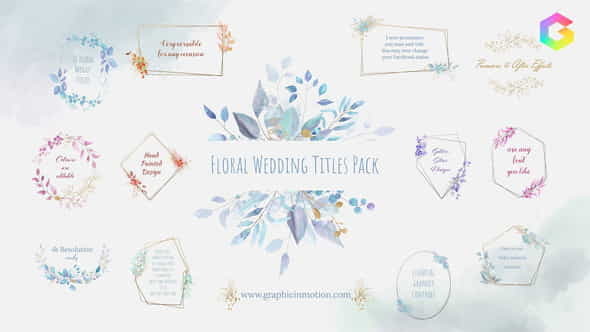 Floral Watercolour Wedding Titles Pack - VideoHive 33962121