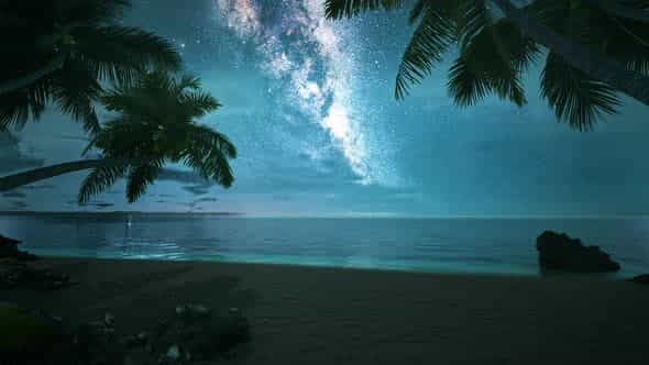 Beach at night with stars - VideoHive 32935582