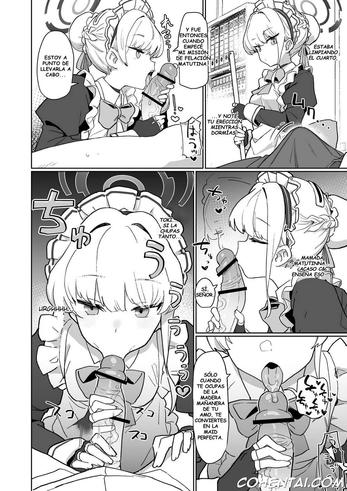 Dokidoki Toki Meki Maid Kiss (Blue Archive) xxx comics manga porno doujin hentai español sexo 