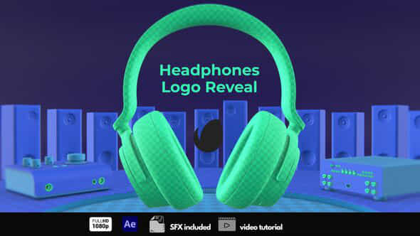 Headphones Logo Reveal - VideoHive 43894356