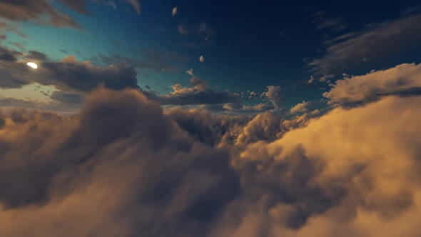 Flying On Night Sky Clouds - VideoHive 27317079