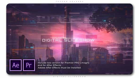 Techno Squares Digital Slideshow - VideoHive 32175303