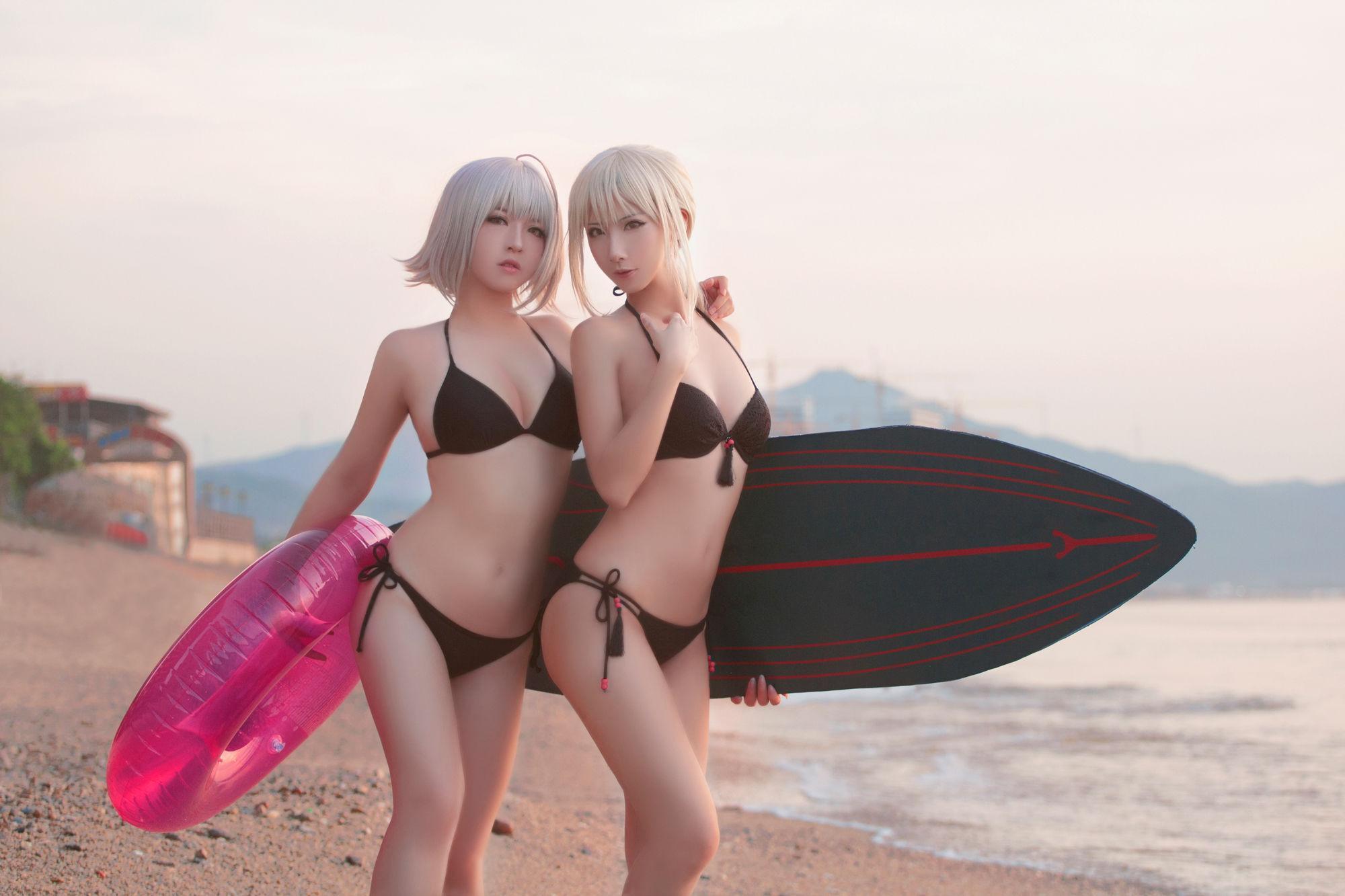 [网红COSER] 半半子&索索sophia – 海边泳装(6)