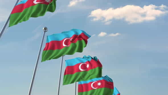 Flying Flags of Azerbaijan - VideoHive 24631841