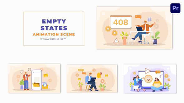 Empty States Concept 2D Graphic Design Animation Scene - VideoHive 49481019